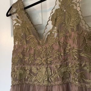 Gold Organza Overlay Dress